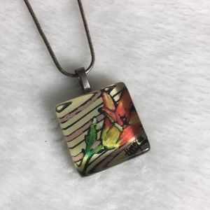 Handmade floral pendant with chain